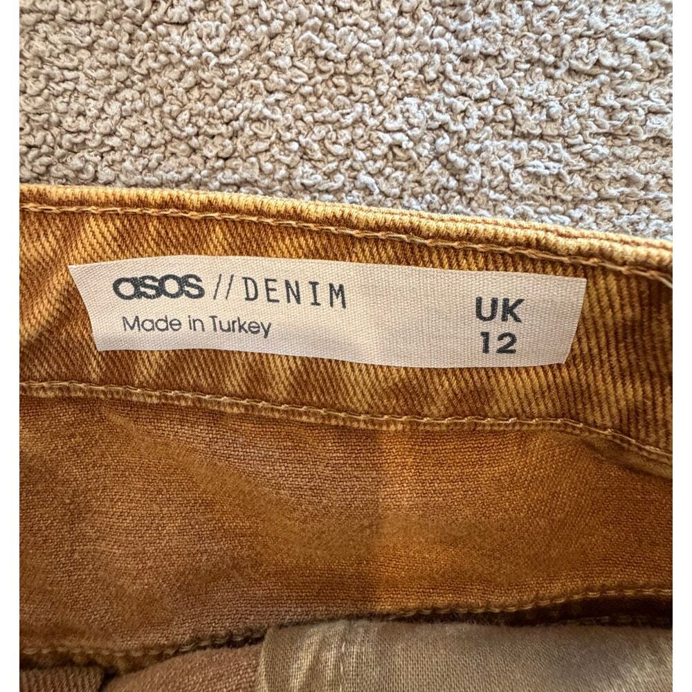 ASOS Mustard Yellow Denim Skirt Tall Womens Size 8 NWT Y2K Skater Casual - Picture 3 of 7